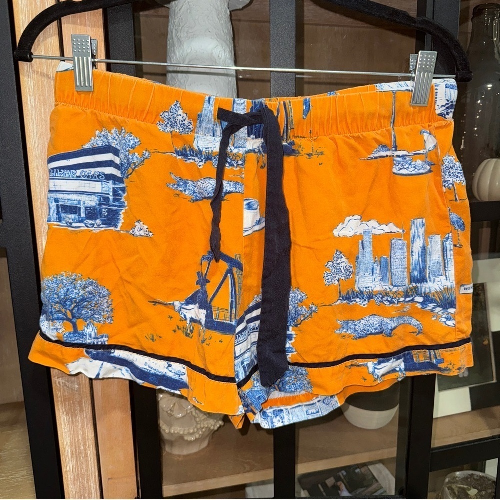 Katie Kime Houston Toile Print Pajamas Shorts Texas Lounge Pjs Bottoms Astros